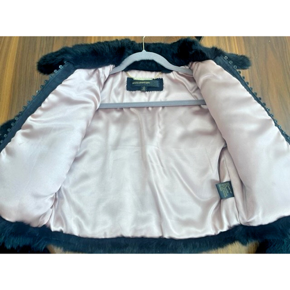 RARE Vintage Y2K Rocawear Rabbit Fur Jacket Coat Authentic Small Rhinestone Zip - Picture 13 of 16